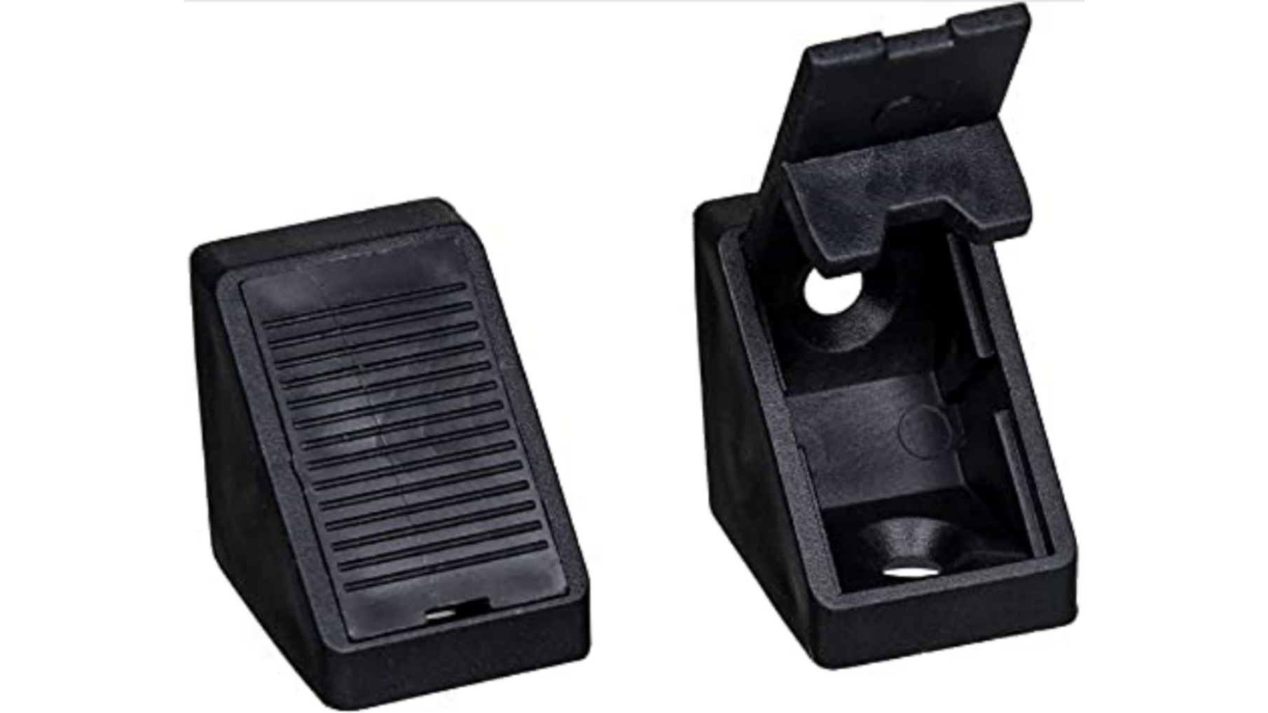 Hoekverbinder mini zwart, 2 schroefgaten, met afdekkap
