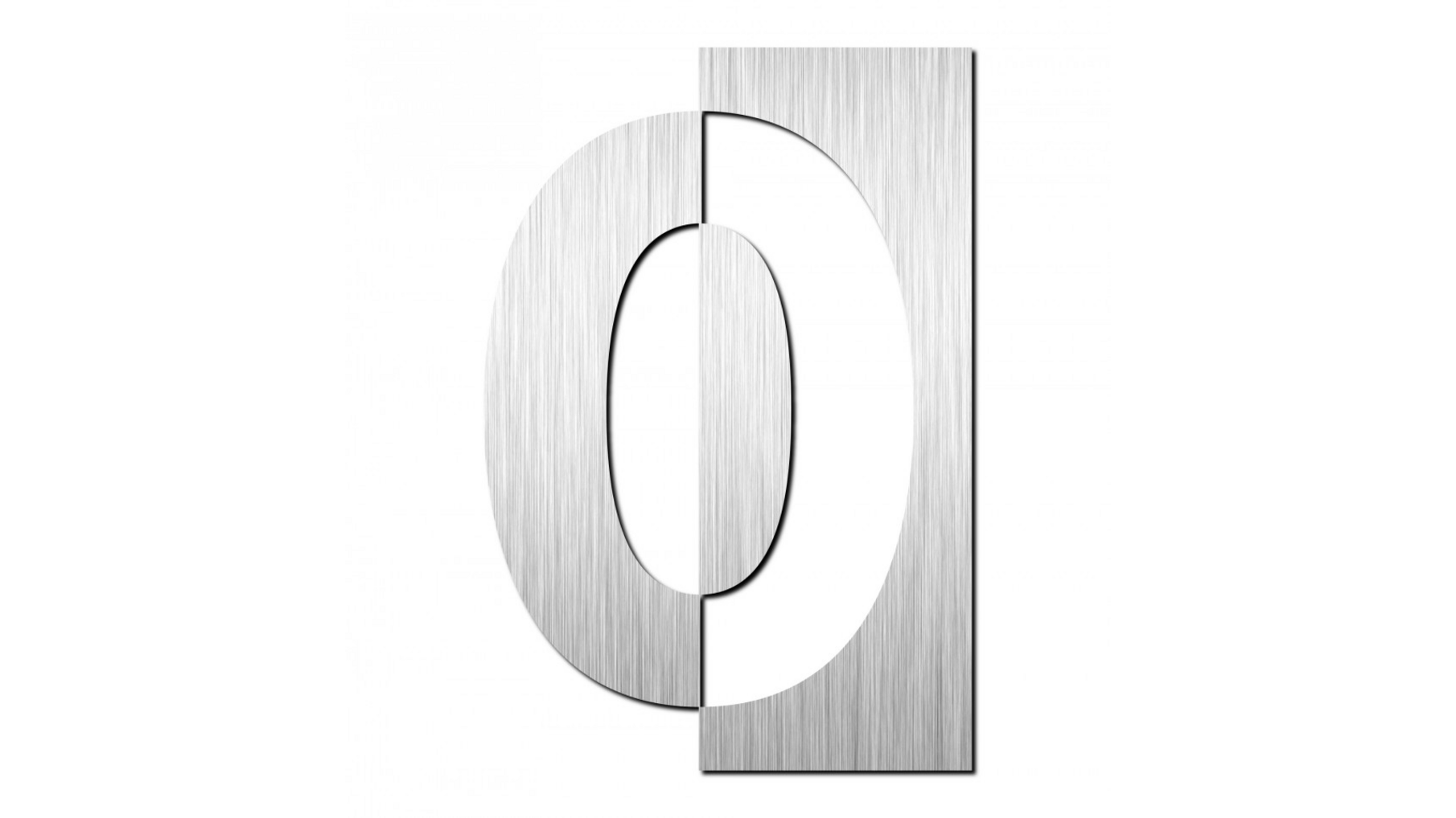 Huisnummer "0" hoogte 125mm, RVS geborsteld