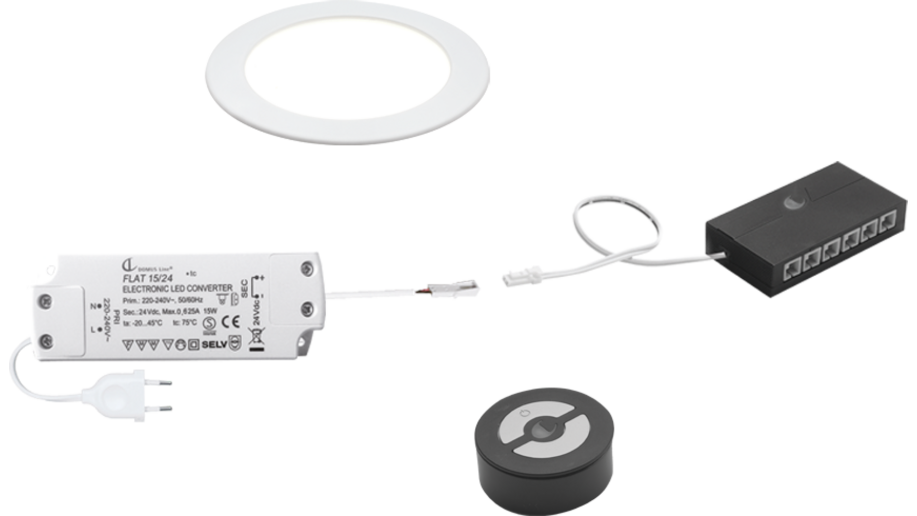 1x Smally 24V mat wit + GiroFE 15W driver met zwarte zender
