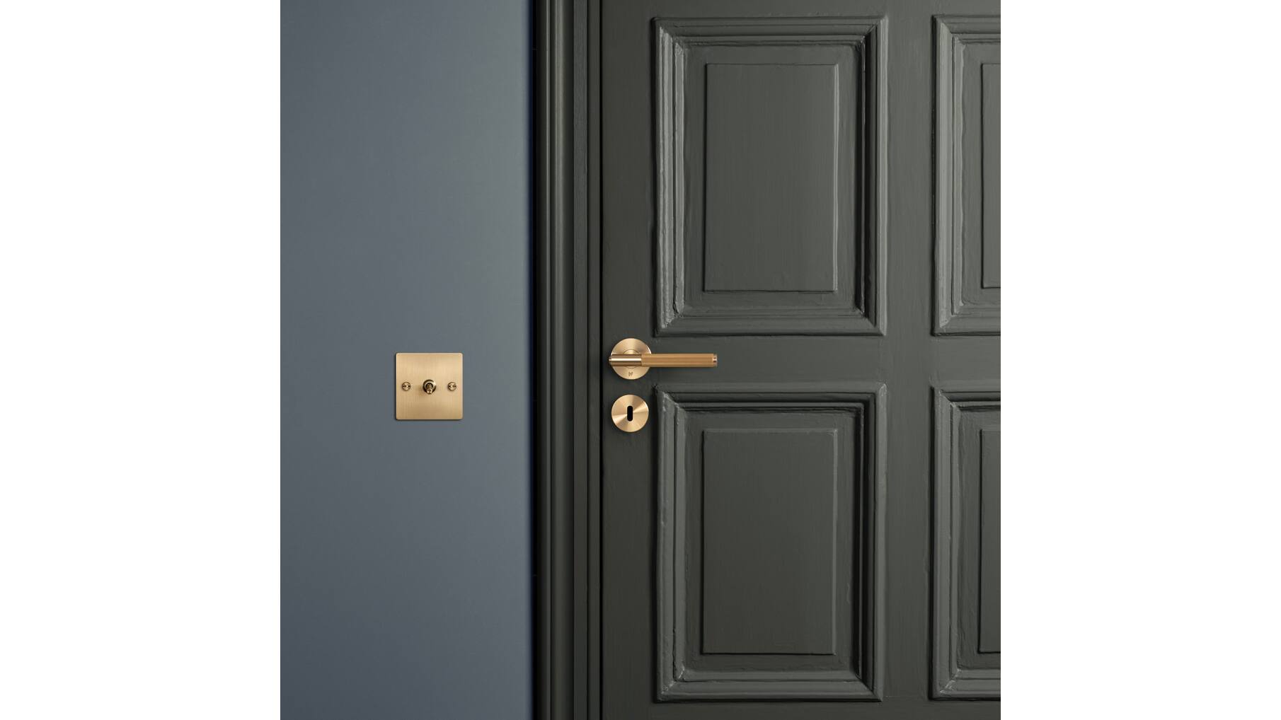 Door Handle Set/Linear/Brass