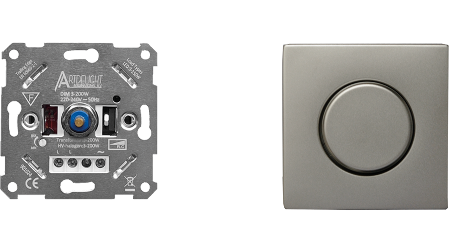 Jung LS900 EDELSTAAL met universele RL-dimmer