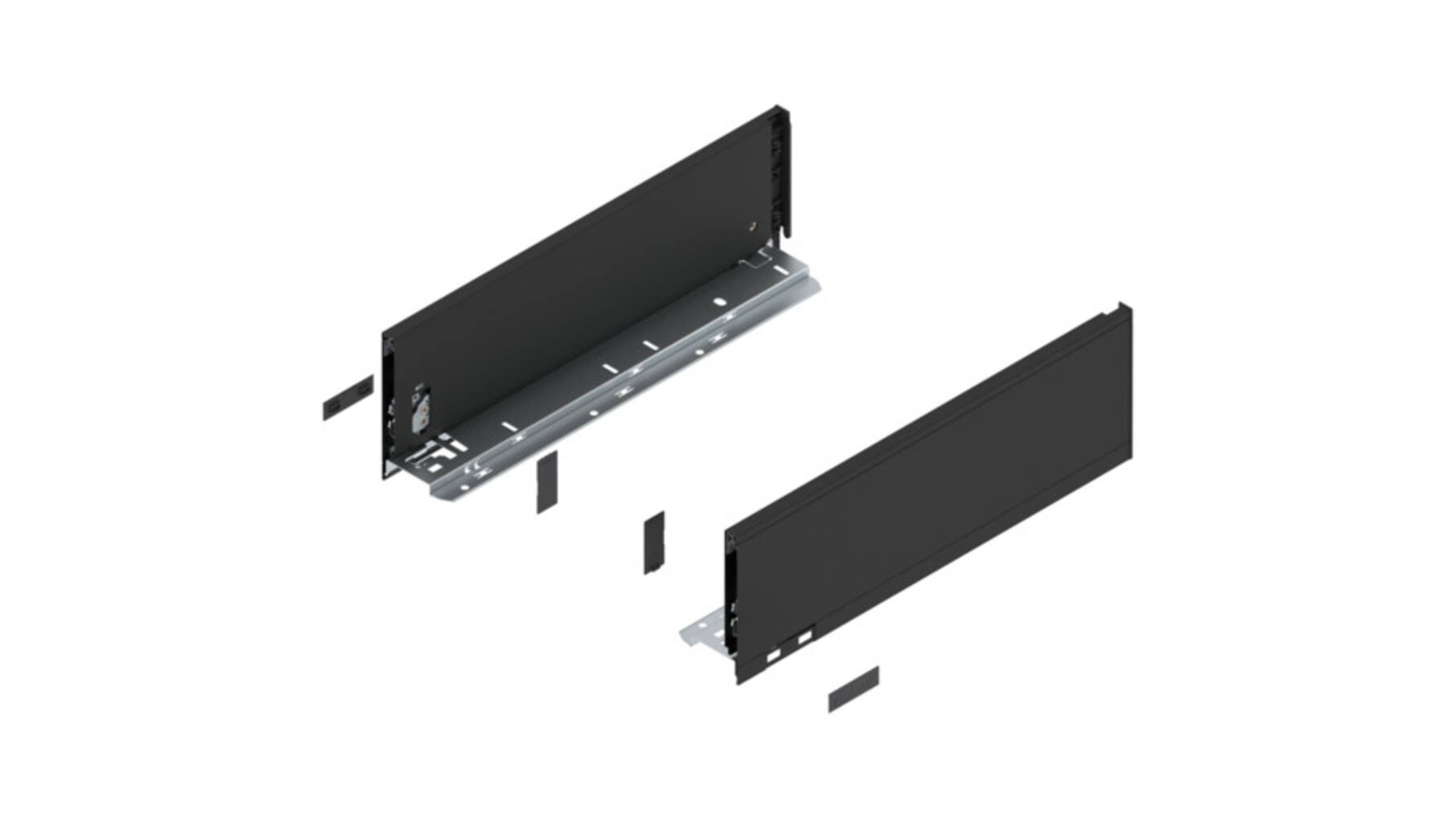 Legrabox ladezijde K 400mm, carbon zwart, hoogte 128,5mm