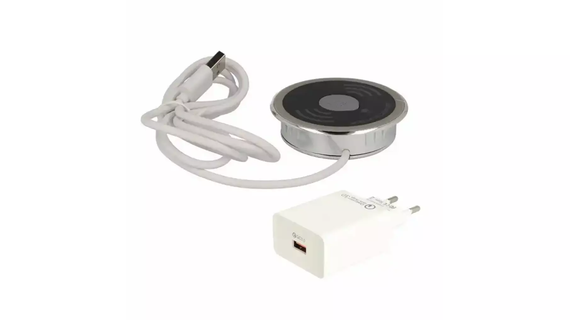 Draadloze oplader, diameter 60mm, chroom/zwart