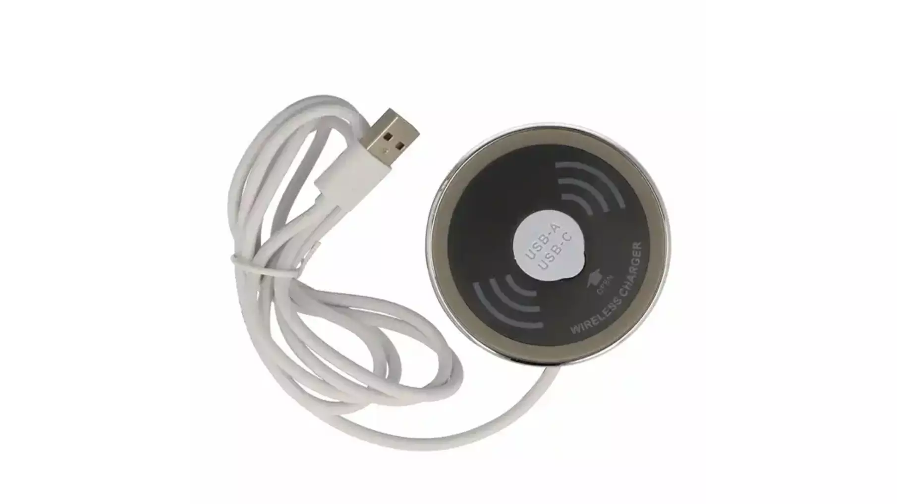 Draadloze oplader, diameter 60mm, chroom/zwart