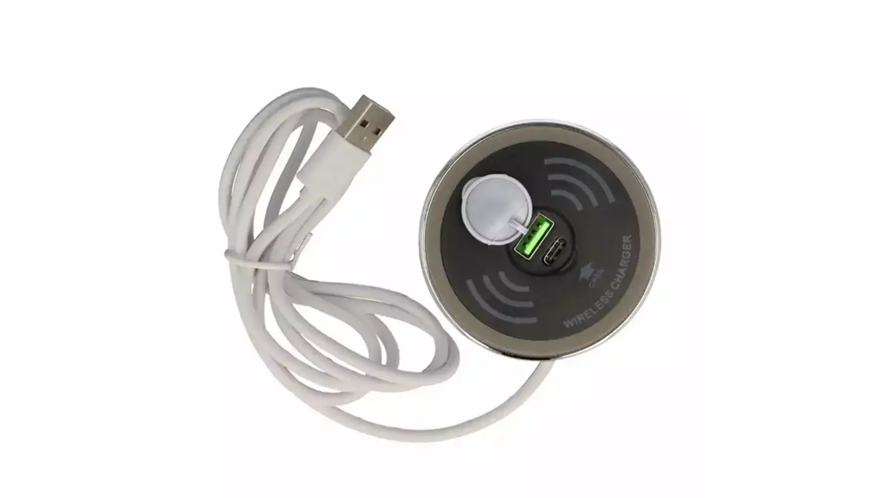 Draadloze oplader, diameter 60mm, chroom/zwart