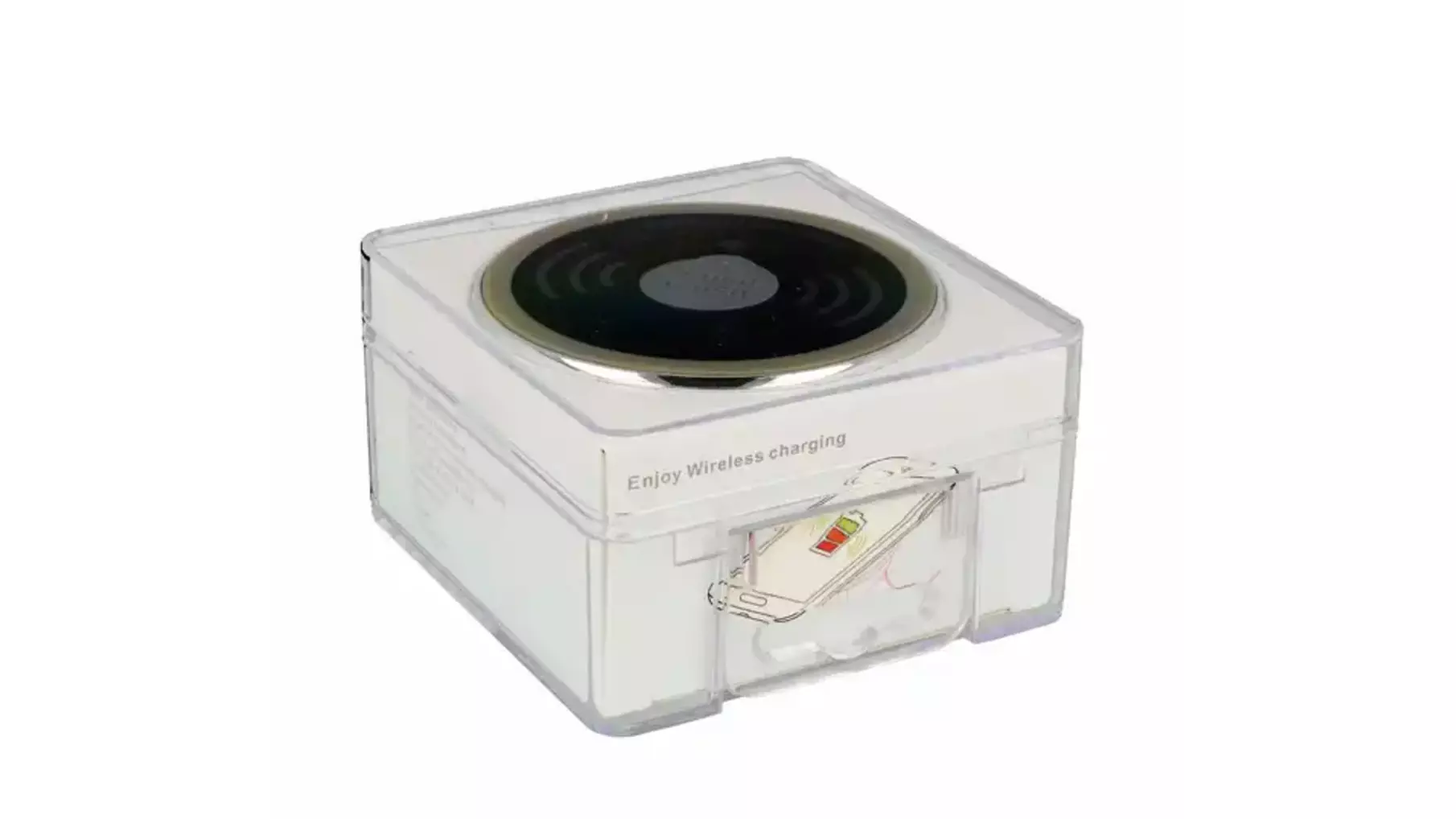 Draadloze oplader, diameter 60mm, chroom/zwart