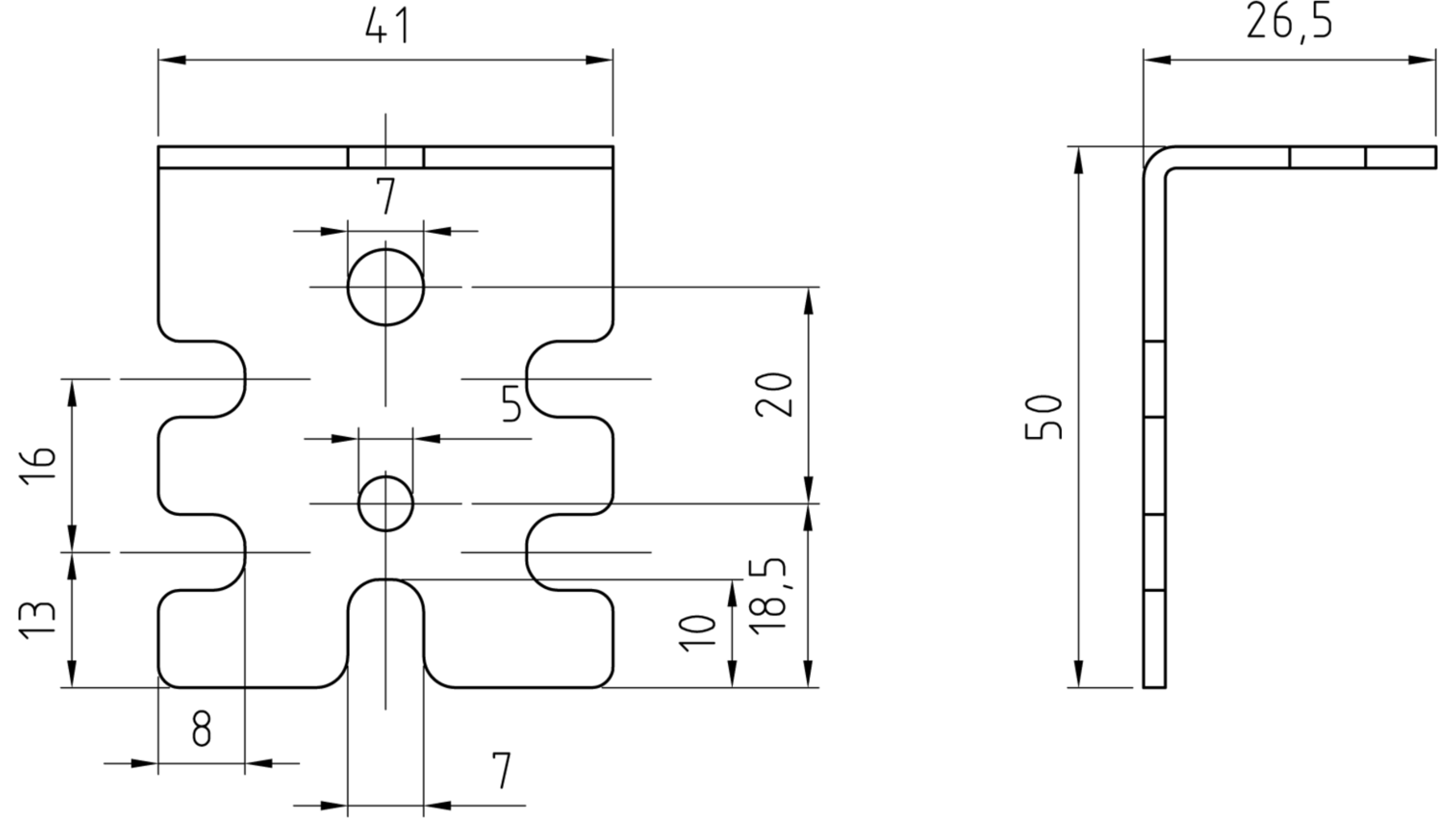Eurohoek 50x41x26.5mm verzinkt, VE=300 stuks