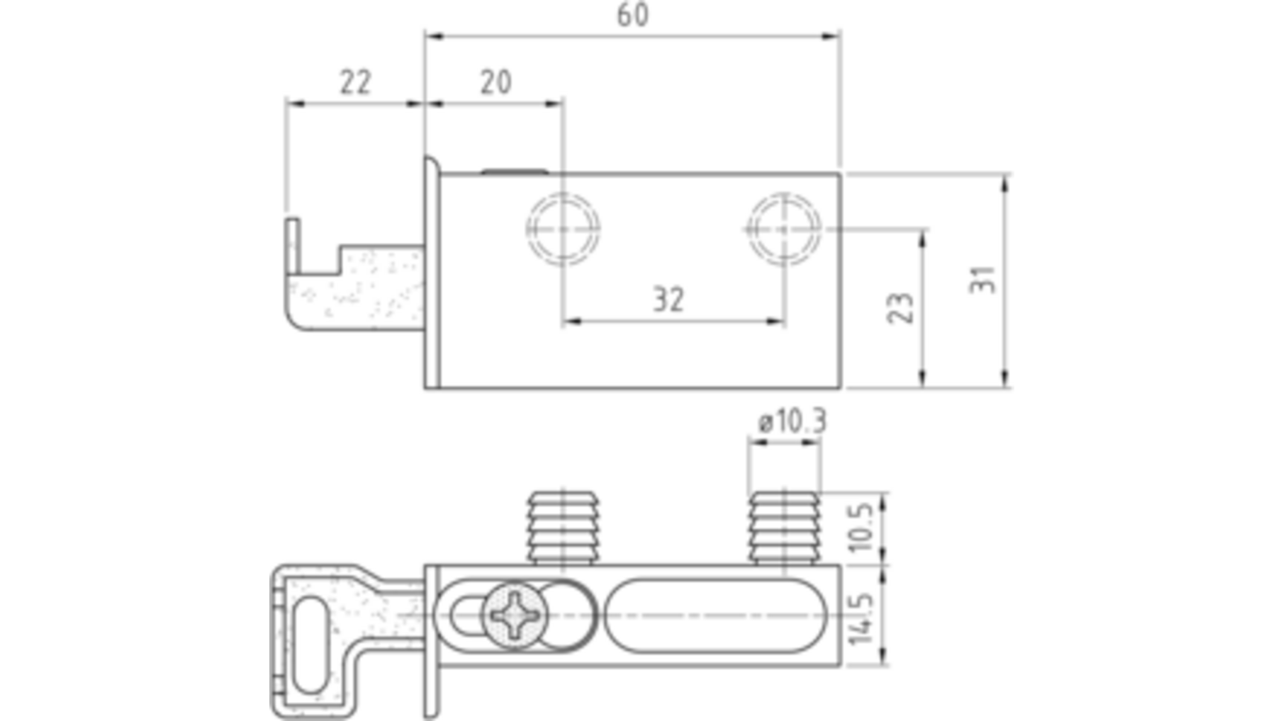 Kastophangers links wit, met duvel 10mm