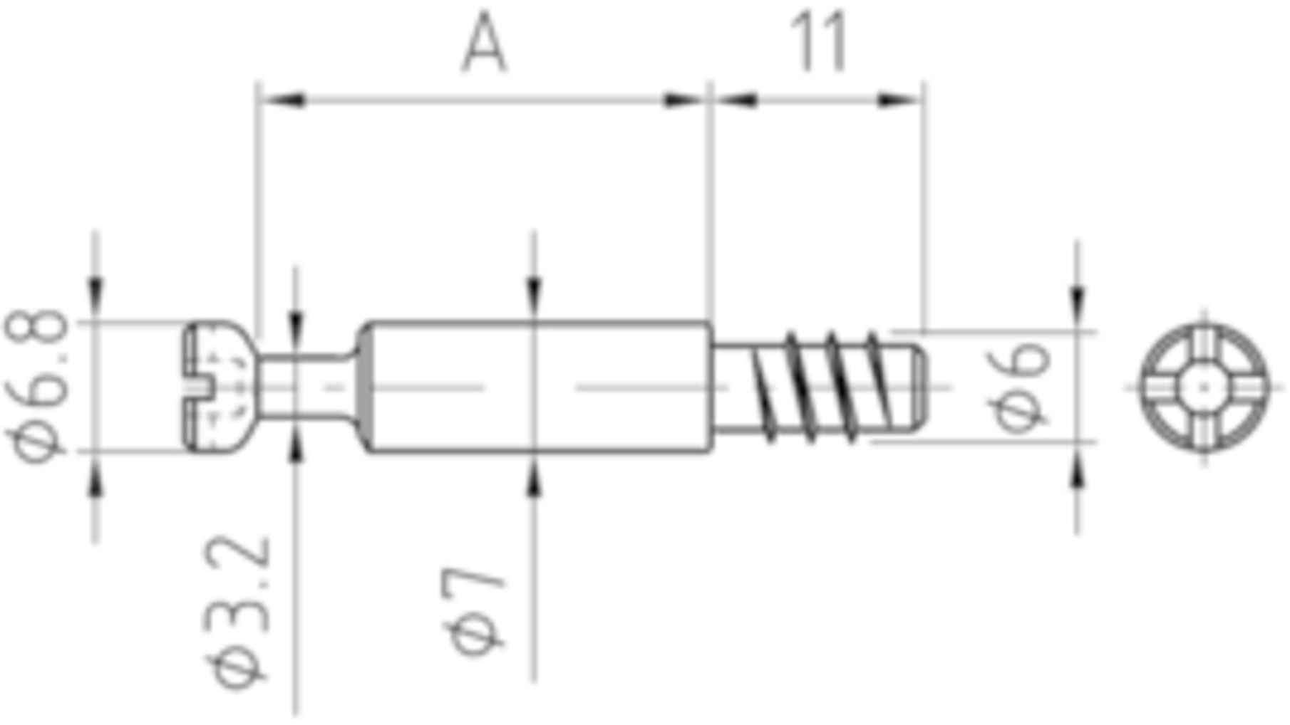 Europen kruiskop spanmaat 30.3mm, draadlengte 11mm