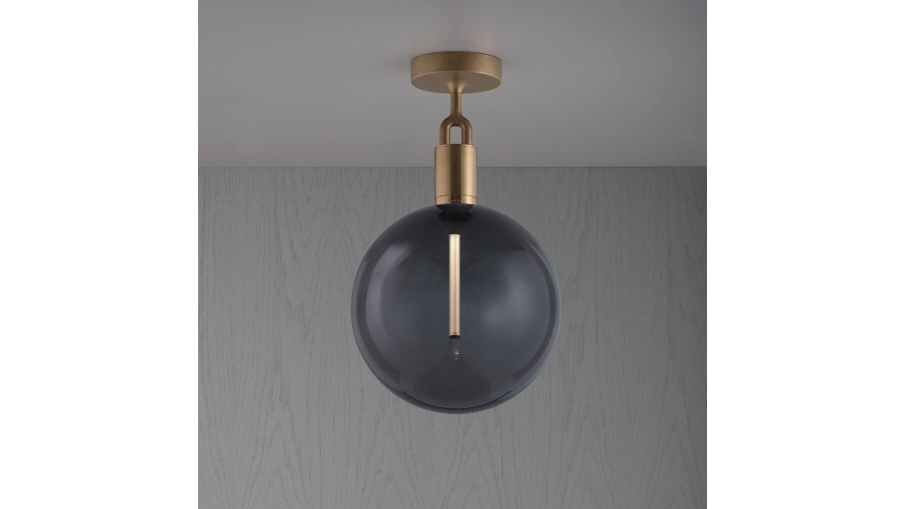 Forked Ceiling/Brass/Large Smoked Globe
