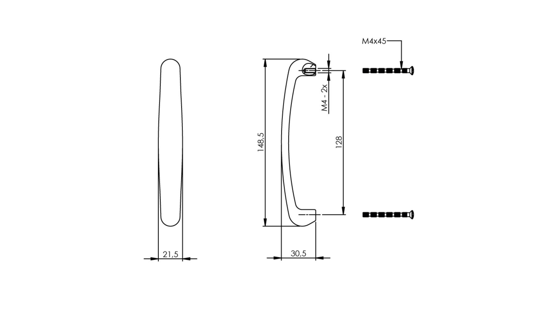 Meubelgreep 149 mm mat zwart