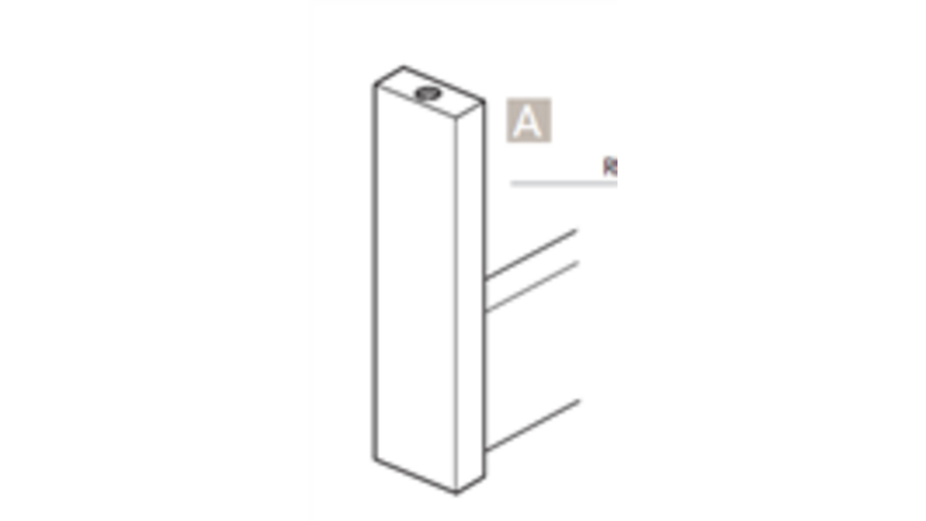 Roedehouder mat zwart hangend H=77mm voor roede30x10mm