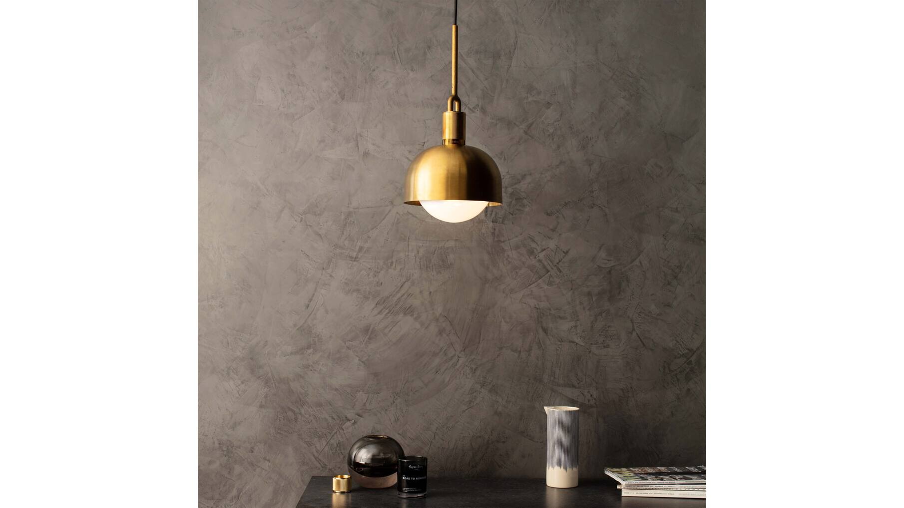 Forked Pendant/Brass/Medium Brass Shade/Medium Opal Gl