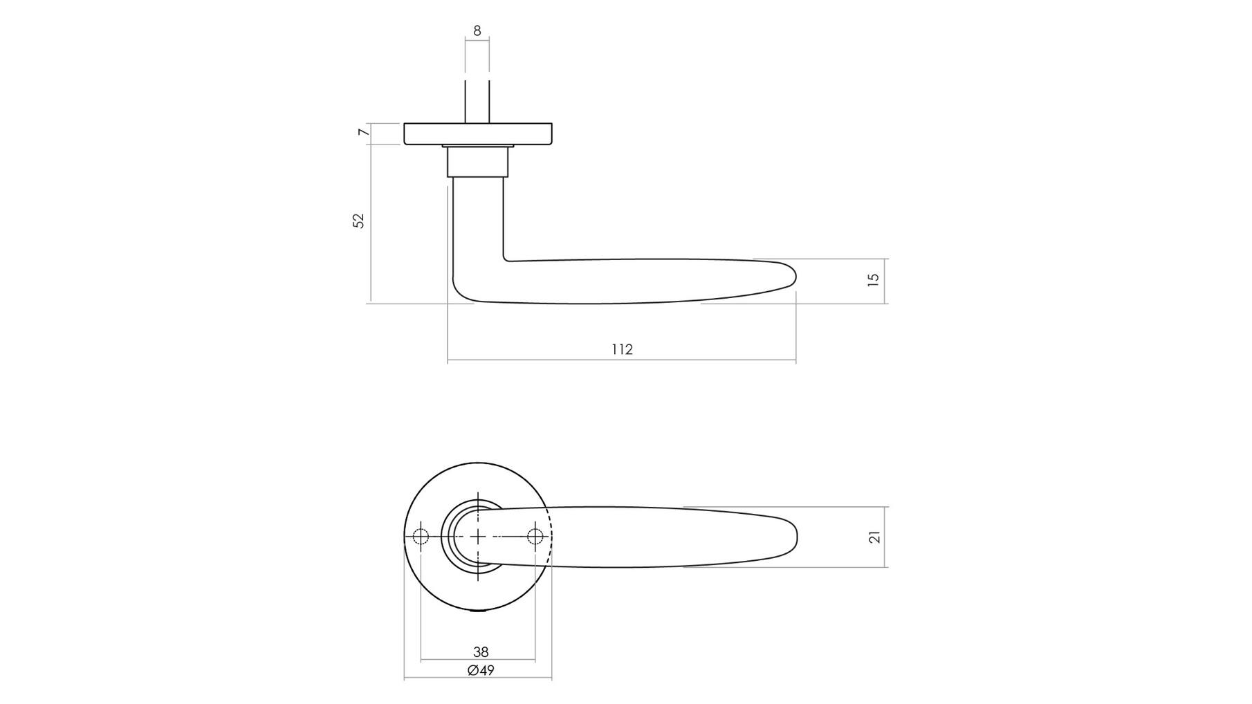 Deurkruk Sophie met rozet ø49x7mm verdekt messing getrommeld