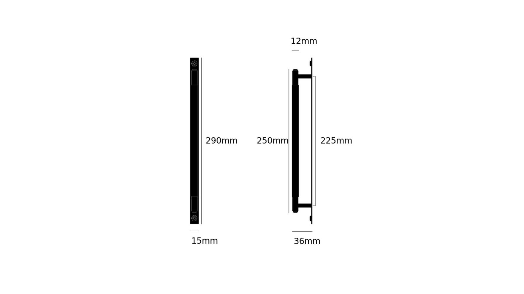 Pull Bar/Plate/Linear/Medium 290Mm/Black (Non US)