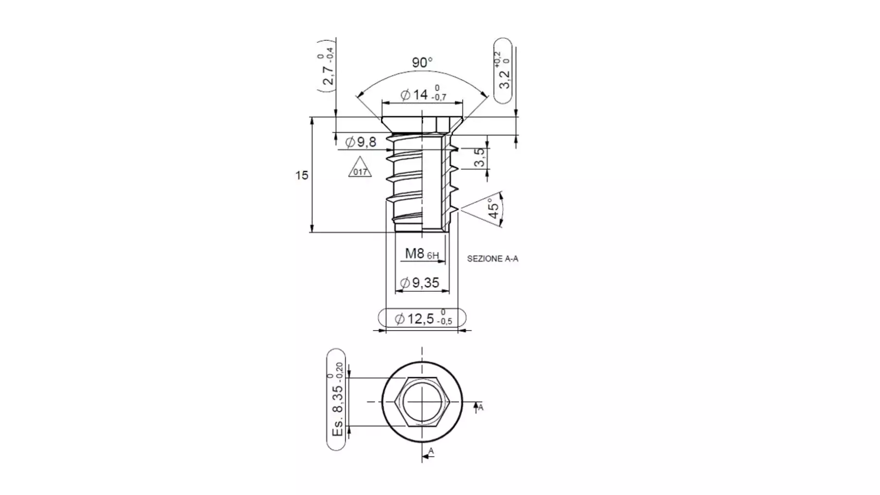 Rampabus staal met rand M8/10 x 15mm verzinkt VE=2000 stuks