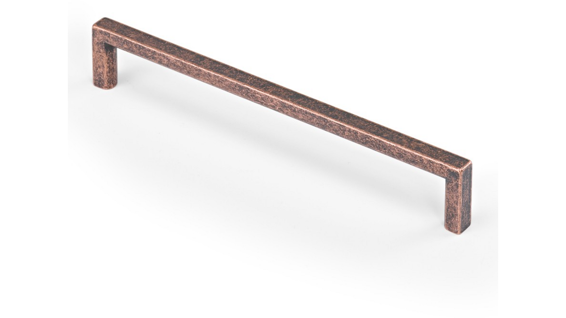 Greep BASIC rustiek koper 136x8x28mm, hartmaat 128mm