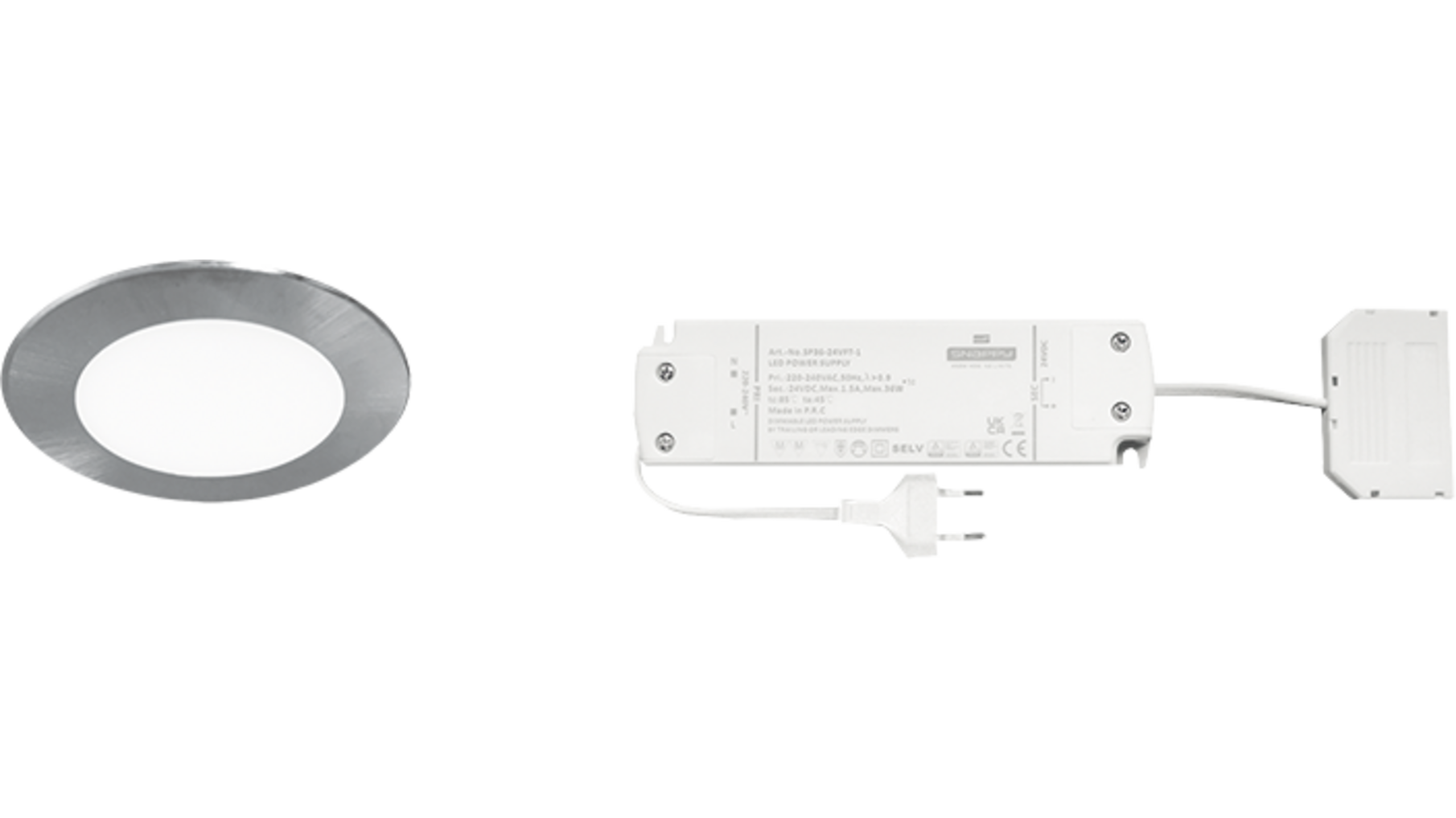 5x Atom RVS Look 24V + RL-dimbare driver 36W