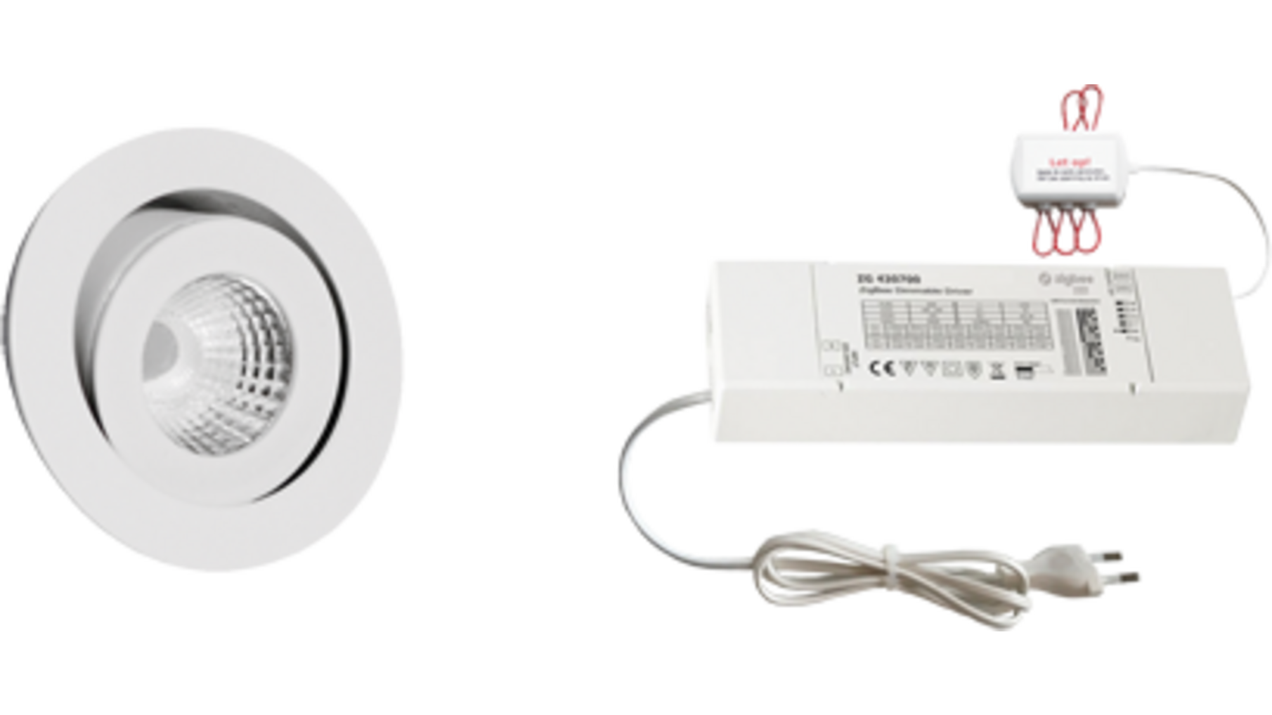 5x Ancona rond wit + 5x verlengsnoer + ZigBee Driver 30W