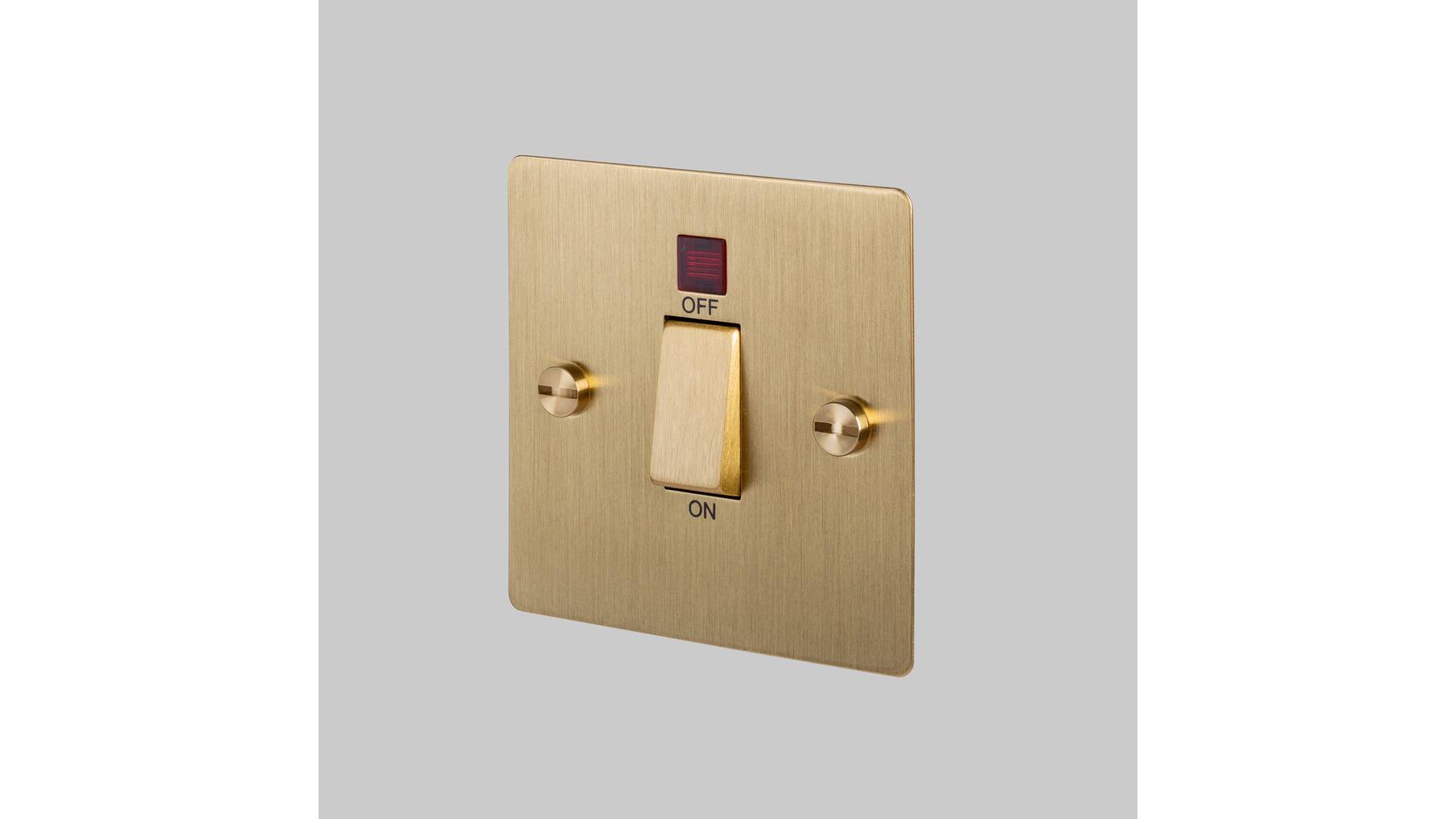 45A Dp Cooker Switch w/ Neon - Brass - Black Interior