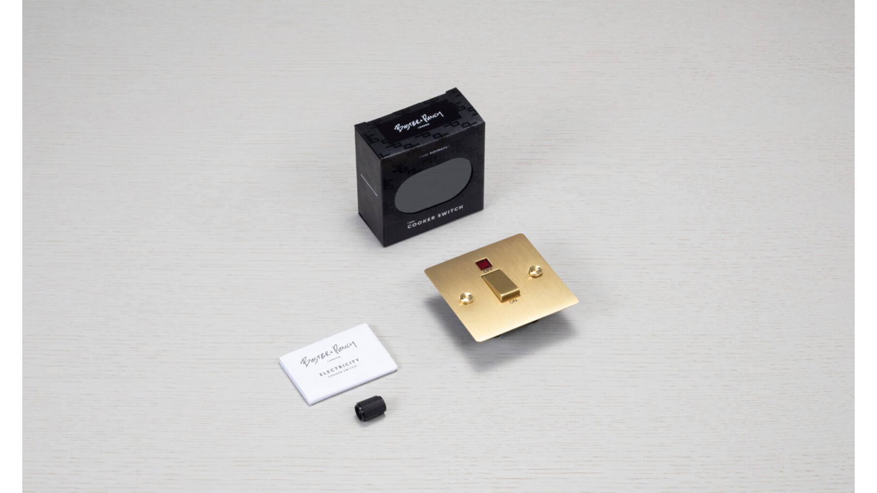 45A Dp Cooker Switch w/ Neon - Brass - Black Interior