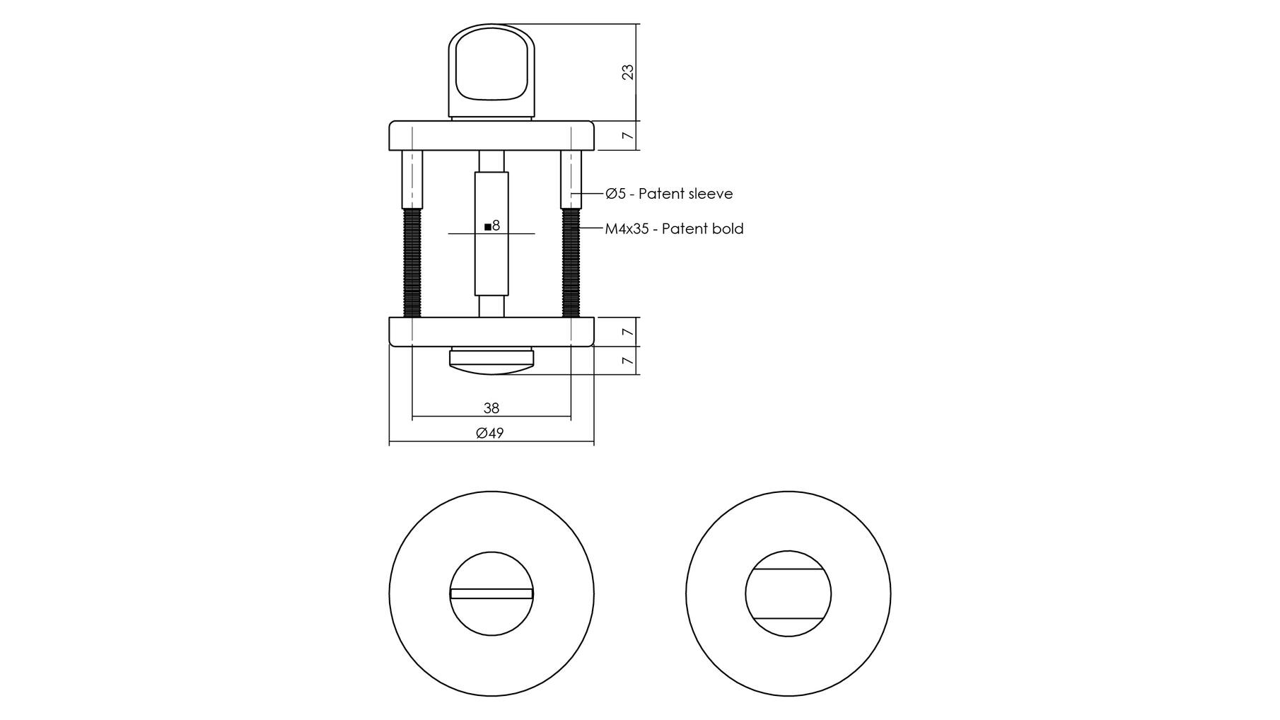 Rozet met toilet-/badkamersluiting ø49x7mm grijs