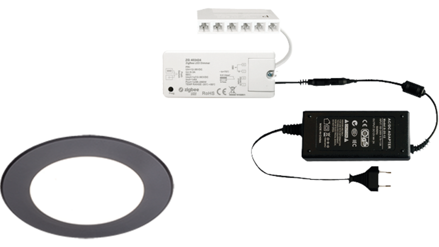 3x Atom mat zwart 24V + ZigBee ontvanger + Driver 24W