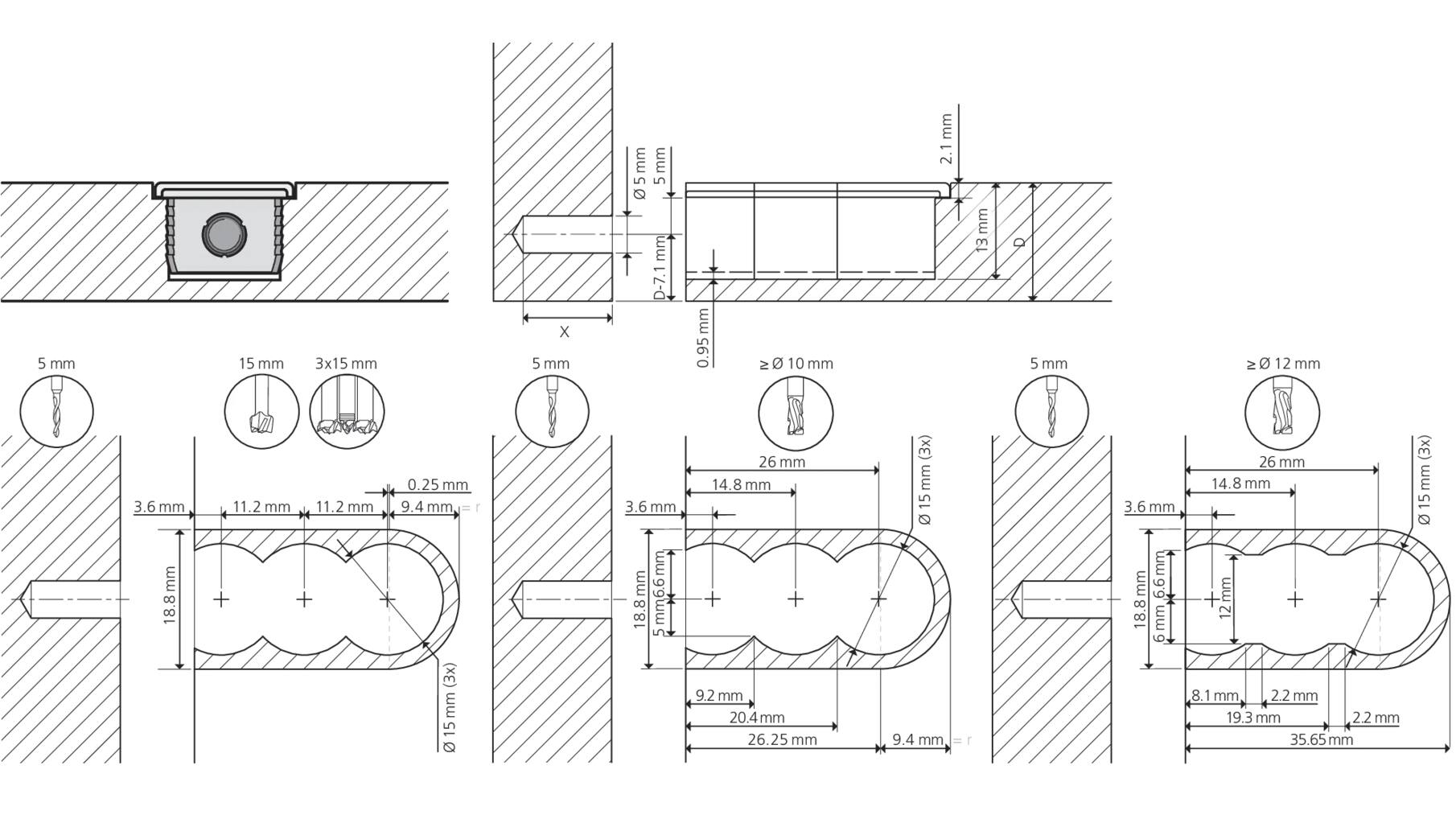 Cabineo afdekkappen, 100 stuks, ral 9005, gitzwart