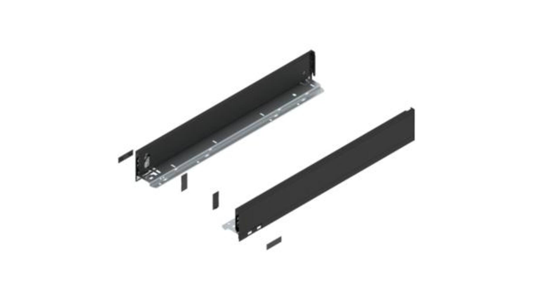 Legrabox ladezijde M 600mm, carbon zwart, hoogte 90,5mm