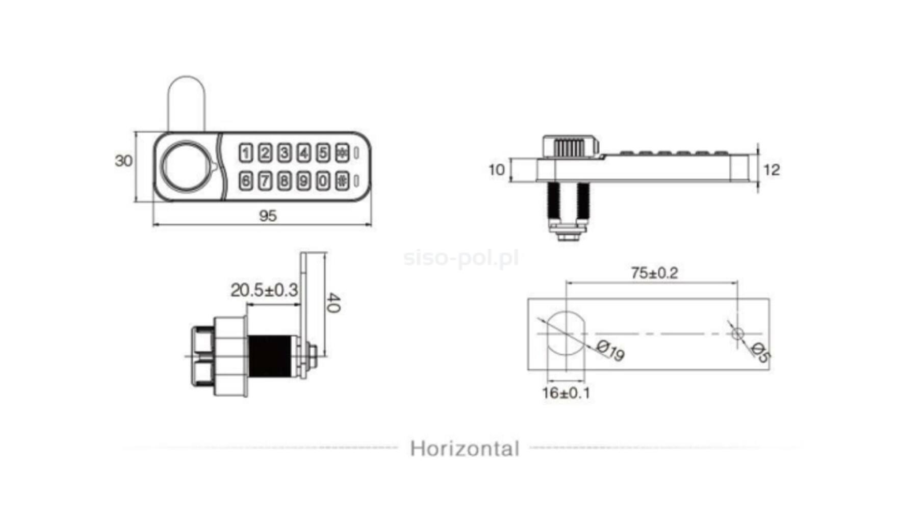 Elektronisch slot zwart, rechts