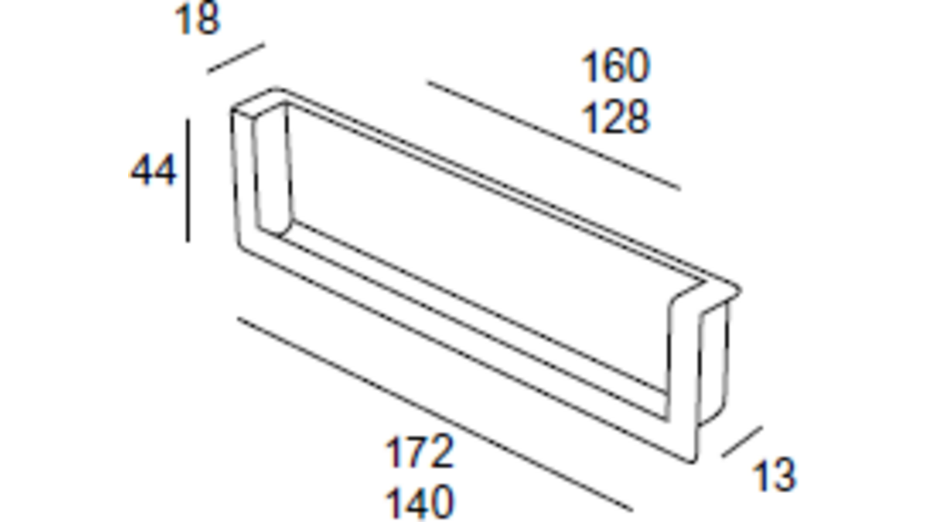 Inlaatgreep 172x44x18mm mat metallic aluminium, hartmaat