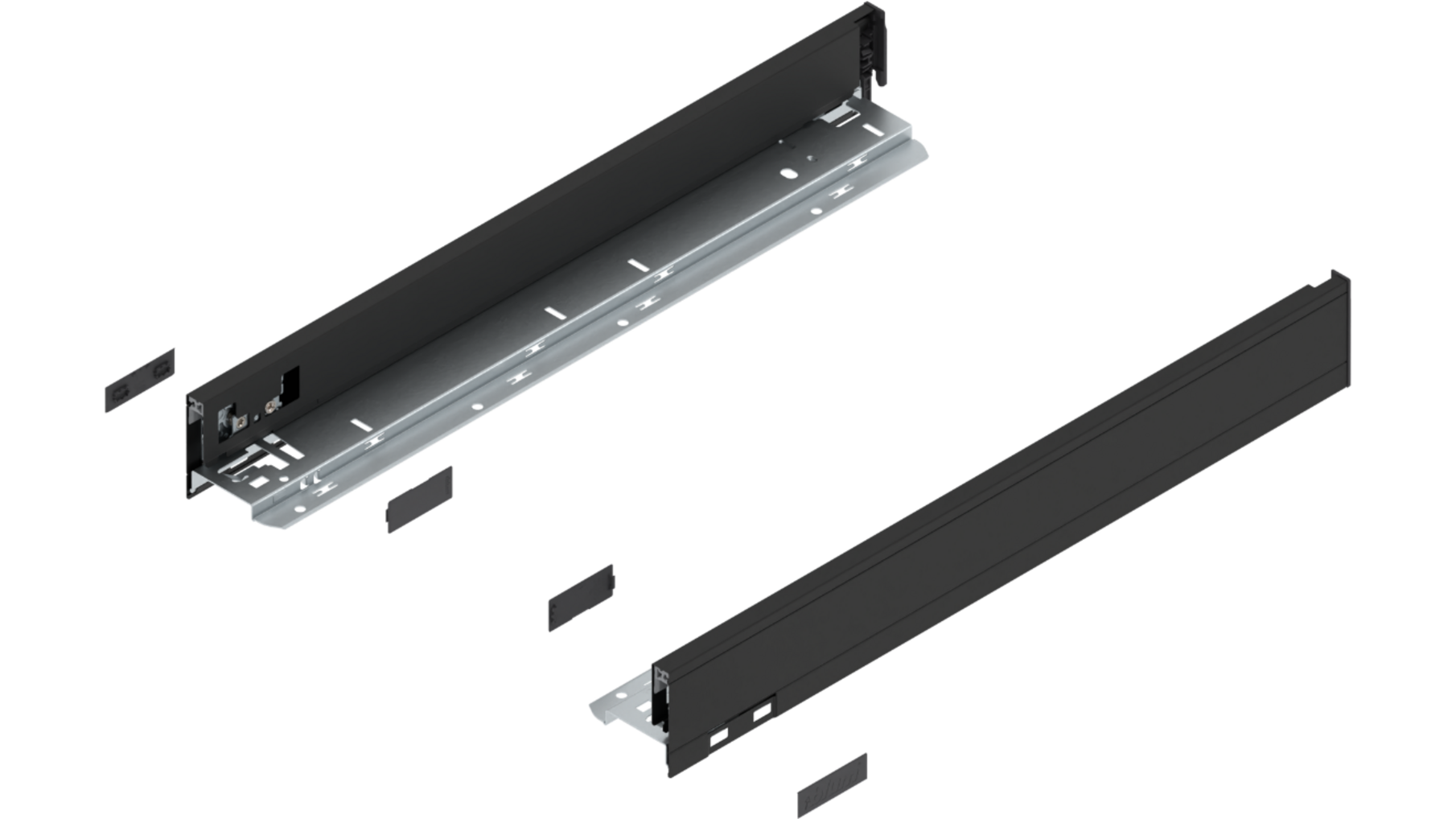 Legrabox ladezijde N 500mm, carbon zwart, hoogte 66,5mm
