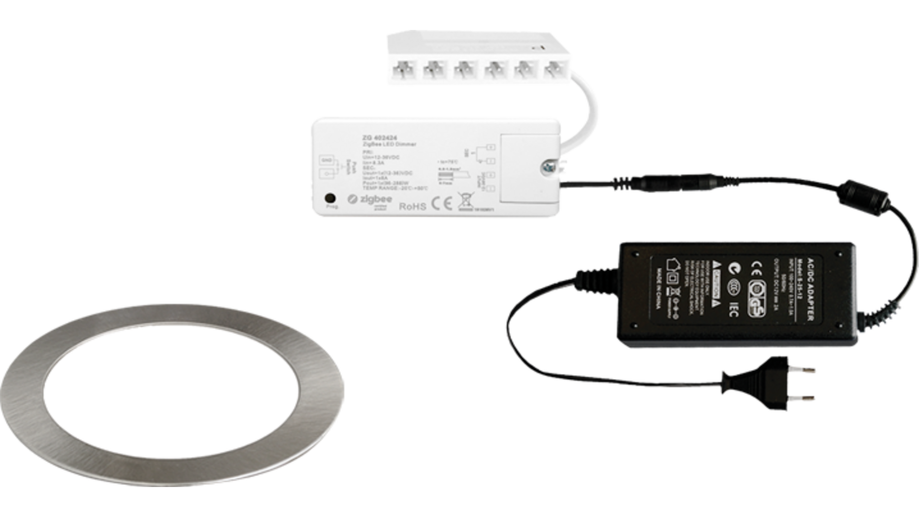 4x Smally 24V RVS Look + ZigBee ontvanger + Driver 24W