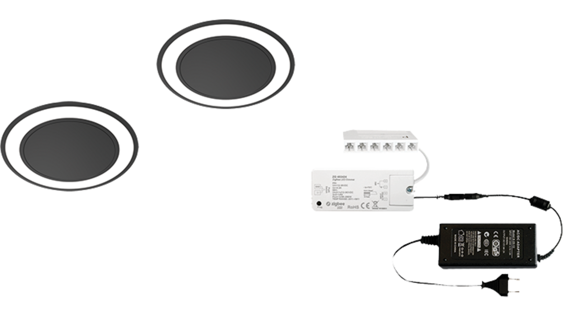 1 x Holl TH mat zwart 24V + Zigbee ontvanger + Driver 24W
