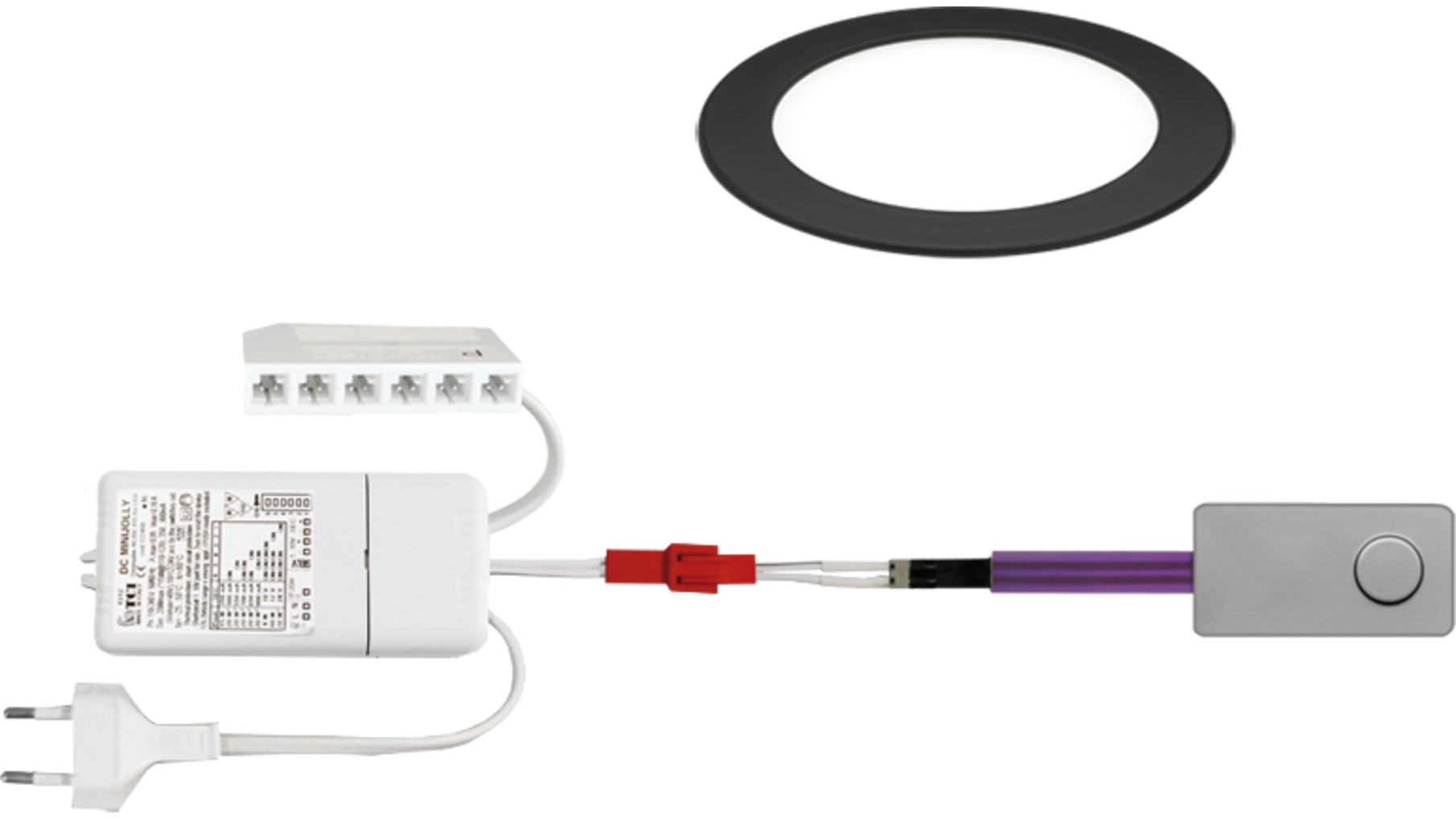 1x Smally 24V mat zwart+Mini Jolly 24Vdc/20W+Mini Pulsdimmer