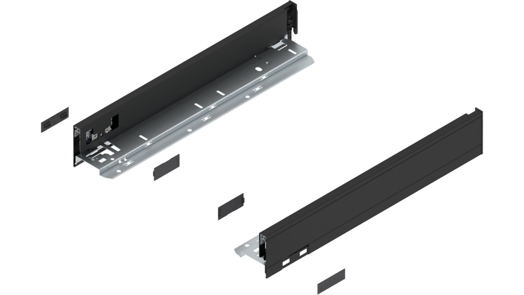 Legrabox ladezijde N 450mm, carbon zwart, hoogte 66,5mm