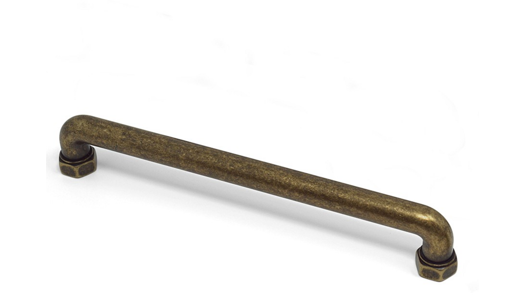 Greep TUBE antiek messing 212x14x34mm, hartmaat 192mm