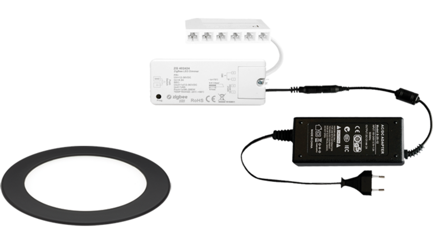 1x Smally 24V mat zwart + ZigBee ontvanger + Driver 24W
