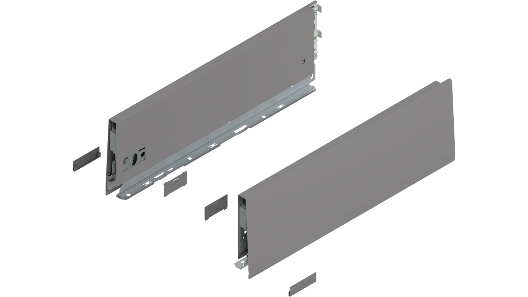 Merivobox zijkant K-hoogte, R+L, 400mm kleur: indium grijs