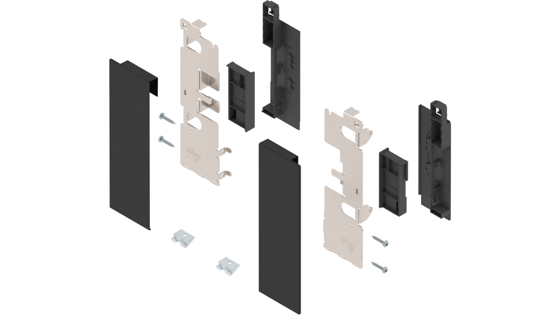 Legrabox fronthouderset C, carbon zwart voor GLAS