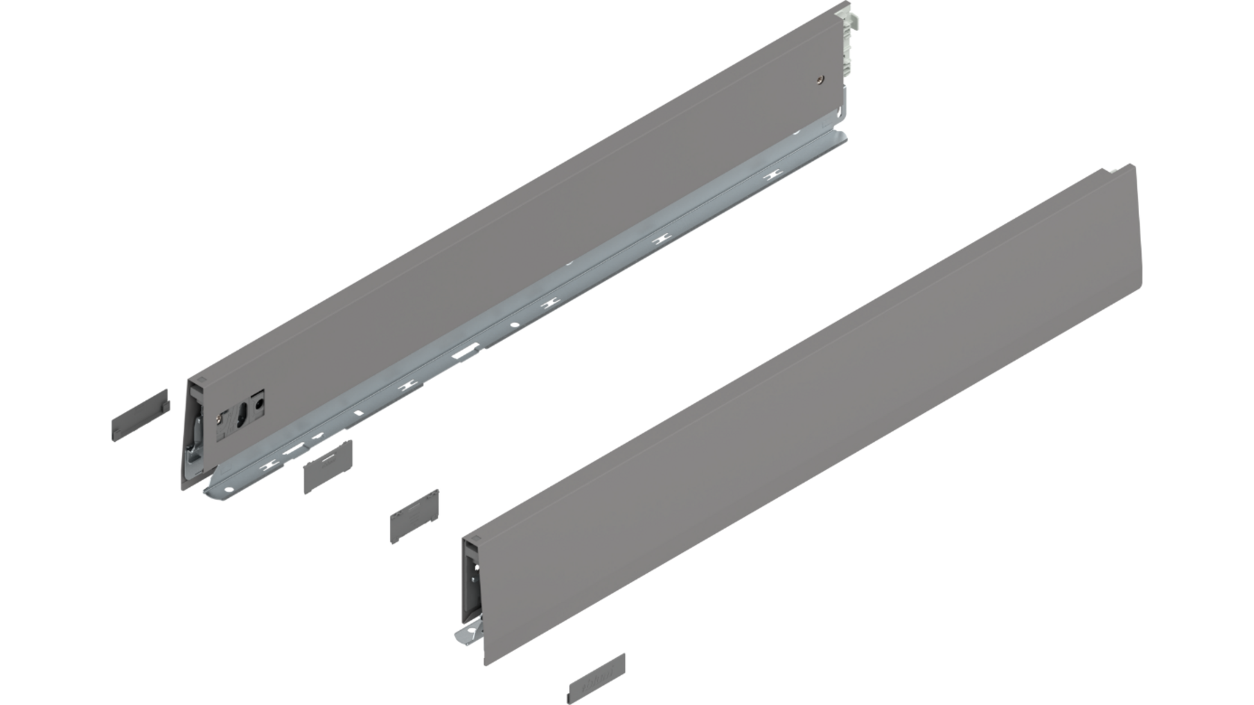 Merivobox zijkant M-hoogte, R+L, 600mm kleur: indium grijs