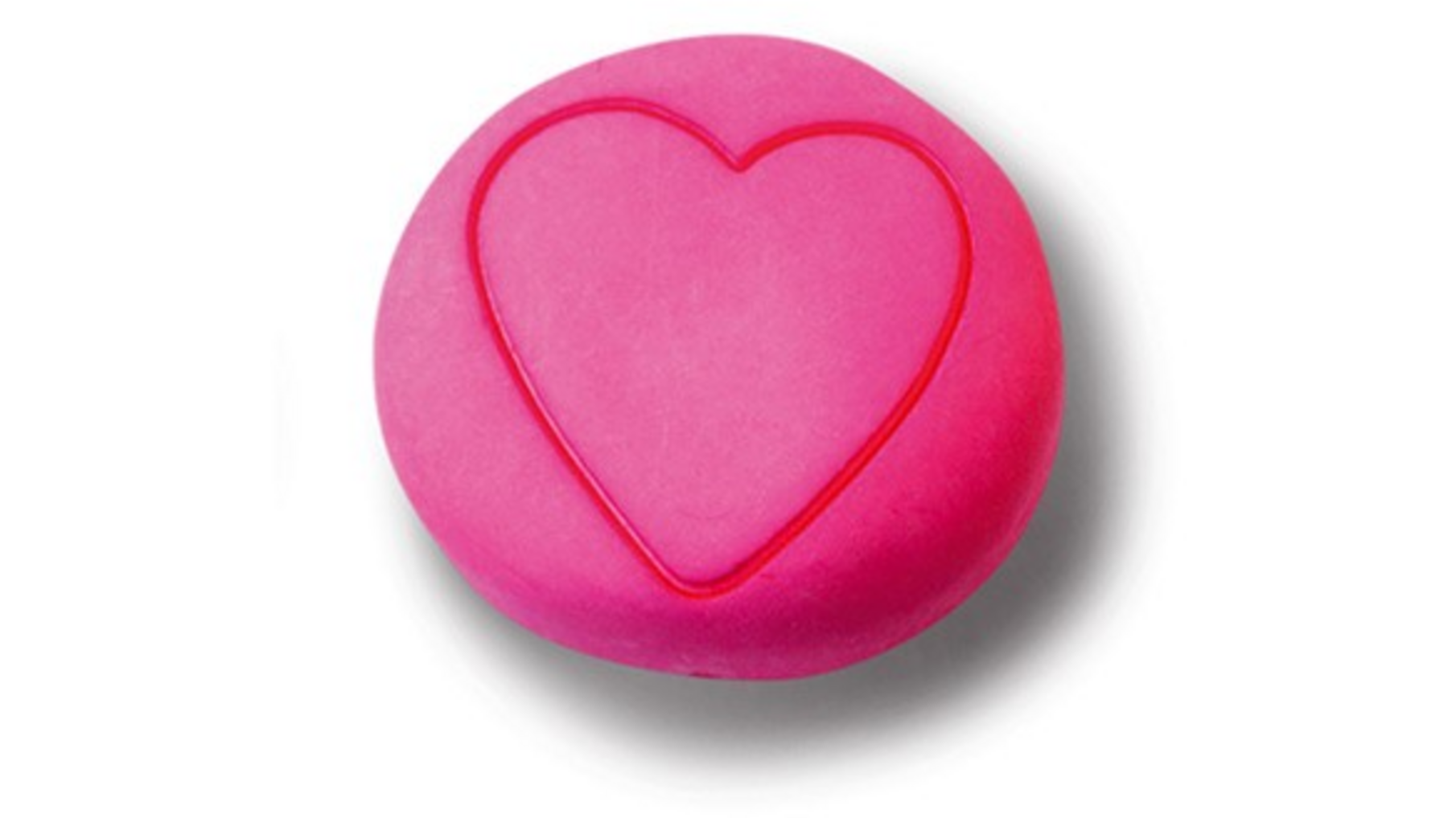 Knop nylon roze met getekend hart 50x48mm