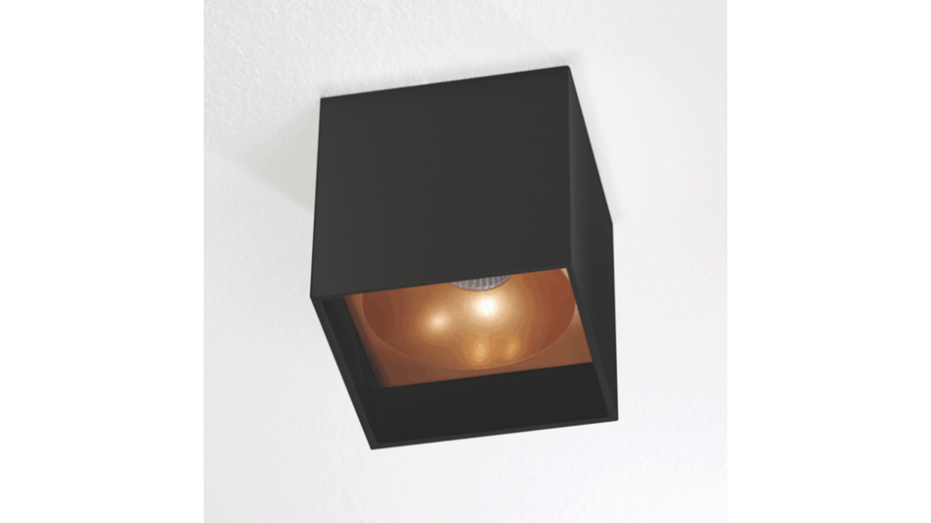 Plafondspot Almeria vierkant opbouw zwart/GOUD dimbaar IP20
