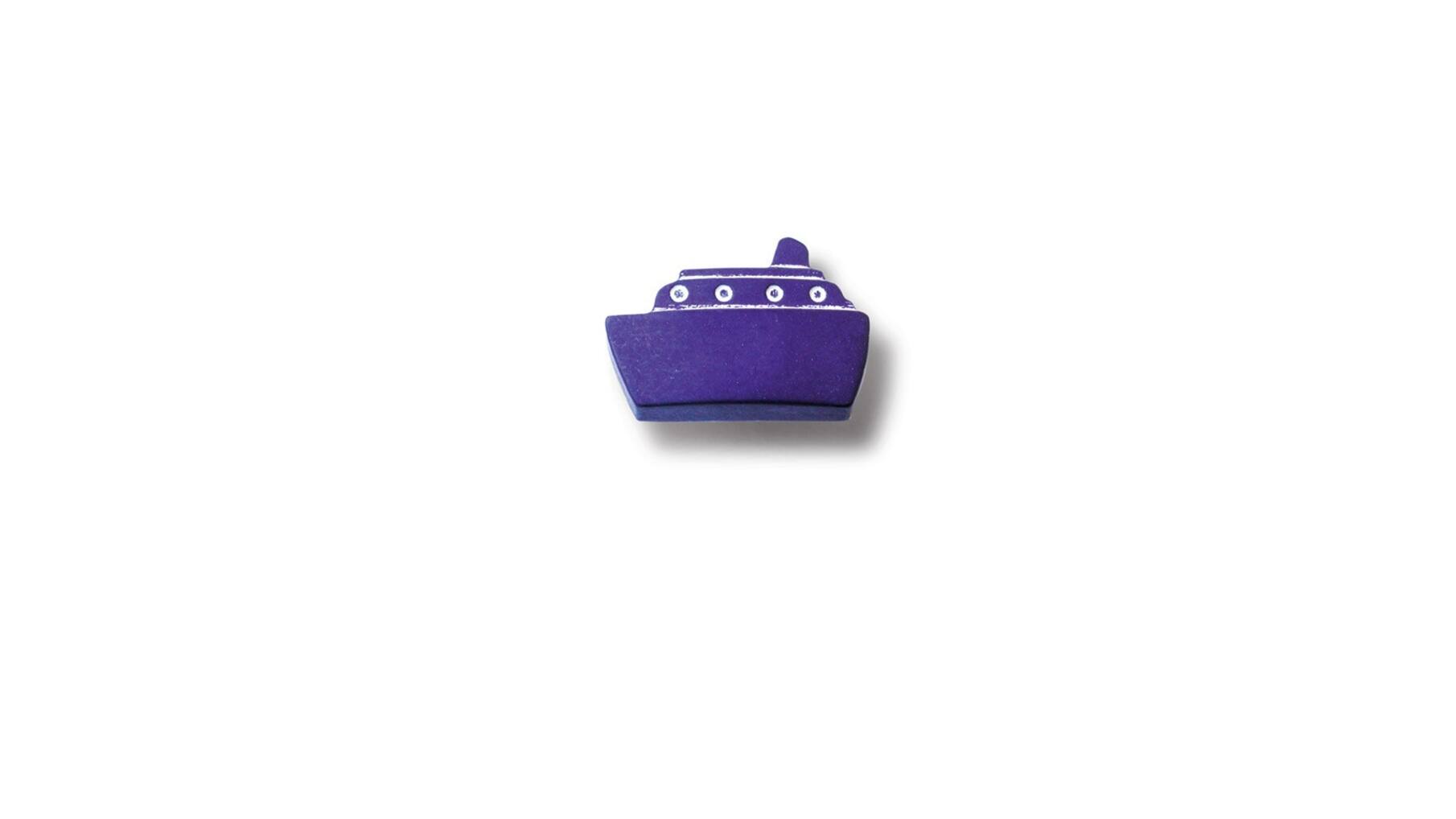Knop nylon BLAUWE STOOMBOOT-vorm 50x35mm