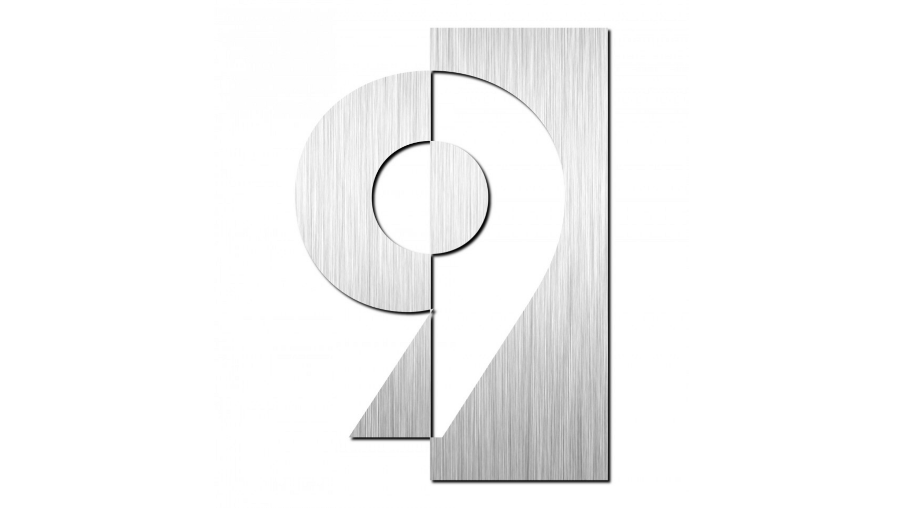 Huisnummer "9" hoogte 75mm, RVS geborsteld