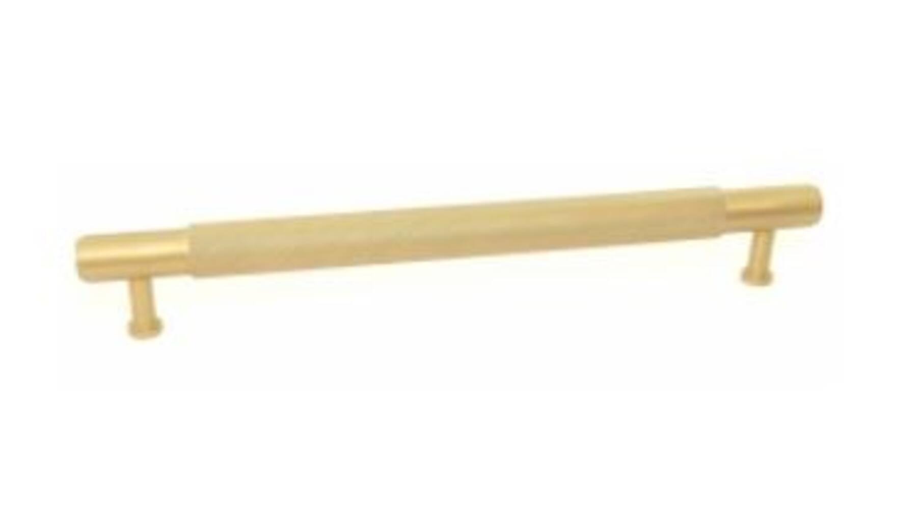 Greep 18x256mm alu geribbeld goudkleur, totale lengte 292mm