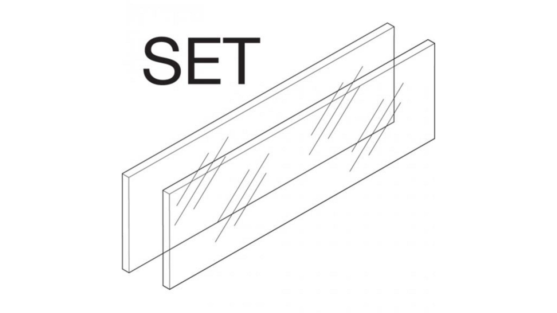 2 glazen boxcover Merivobox hoogte E, diepte 300mm, inschuif