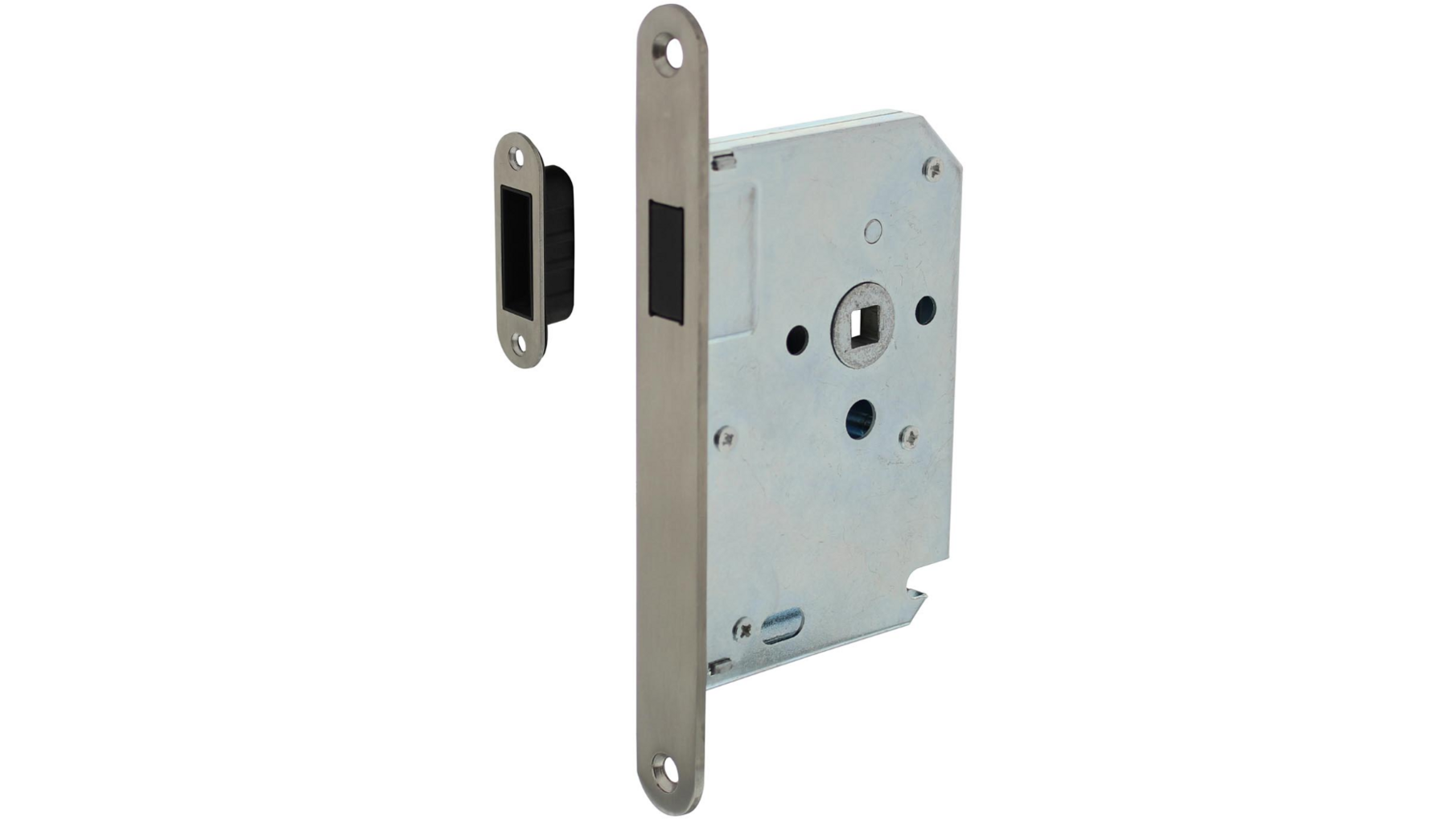 Woningbouw magneet loopslot, voorplaat afgerond rvs