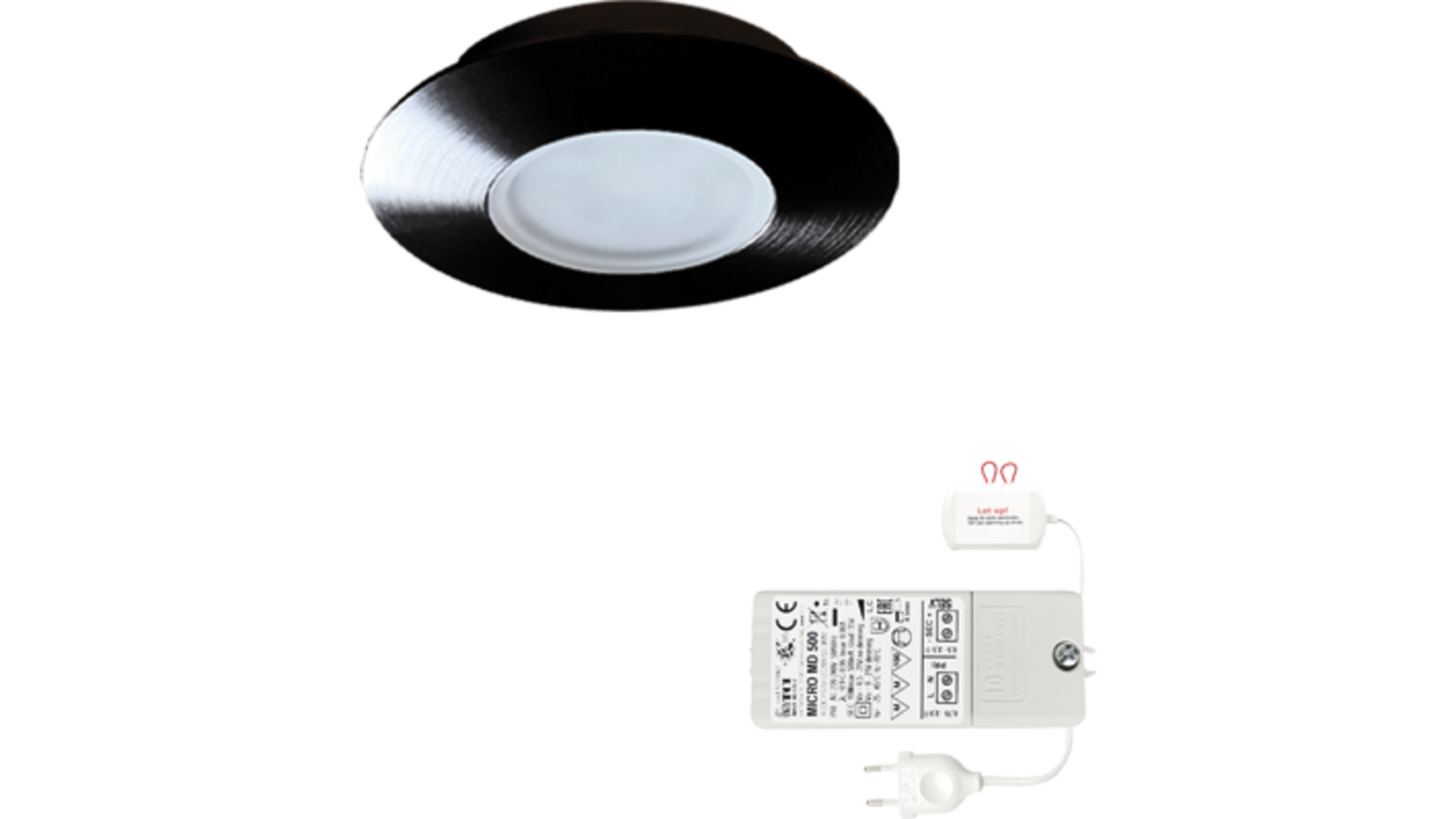 6x Napoli rond zwart DTW 3000K-2200K met 6x verl+Led driver