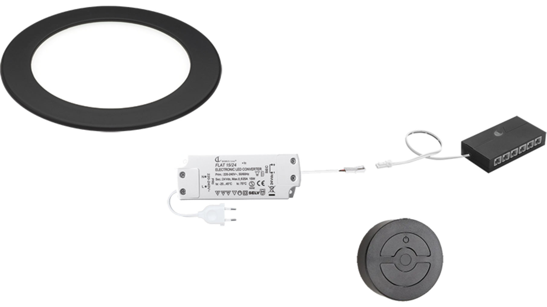 2x Smally 24V mat zwart +GiroFE 15W driver met zwarte zender